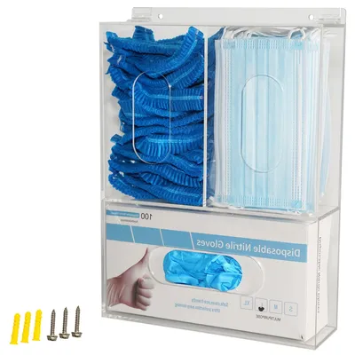 Acryl-Handschuhspender mit Deckel, 3 Fächer, Wandmontage, klar