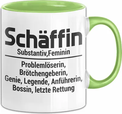 Produktbild von Chefin Tasse Geschenk Schäffin Geschenkidee Für Die Beste Chefin Kaffee-Becher (Grün)