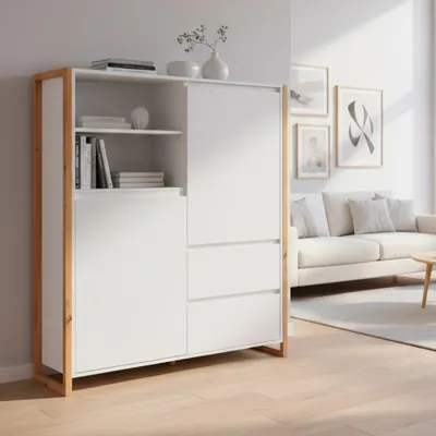Immagine prodotto di Credenza alta L120XP40XH140 New Denver51 colore bianco e rovere
