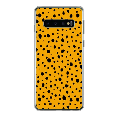 Produktbild von MuchoWow® Handyhülle Schutzhülle Hülle für Samsung Galaxy S10 Polka dots - Orange - Schwarz Silikon Softcase Handy Hülle - Handytasche