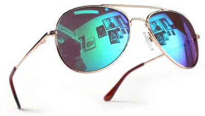 Produktbild von Kinder Pilotenbrille Gold Karibikblau