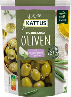Produktbild von Hojiblanca Oliven mit Thymian und Knoblauch