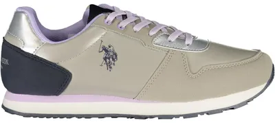 Image de Chaussures de sport élégantes pour femme, couleur argent, avec des détails contrastés et des lacets