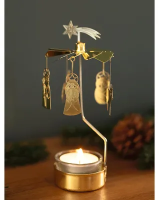 Imagen del producto de Carioca giratorio para velas "Belén", color dorado.