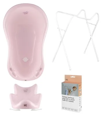 Obrázok produktu pre Detská vanička, sedadlo, rám, odtok - ružová