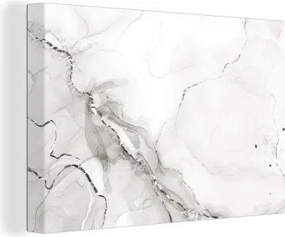 Produktbild von MuchoWow® - Leinwandbilder - Marmor - Schwarz - Muster, Wandbild, Wanddeko Bilder Wohnzimmer, 120x80cm