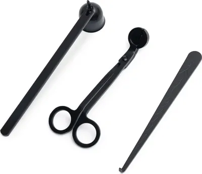 Image de Set d'accessoires pour bougies - ciseaux, tige et éteignoir - noir