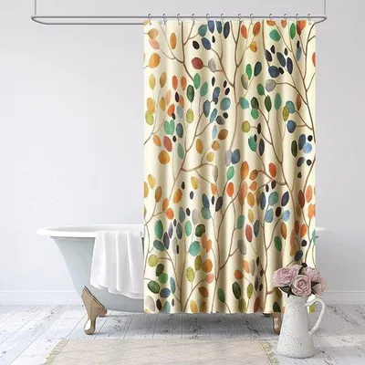 Immagine prodotto di Tenda da doccia beige, 180 x 200 cm, antimuffa, motivo boho, fantasia floreale.
