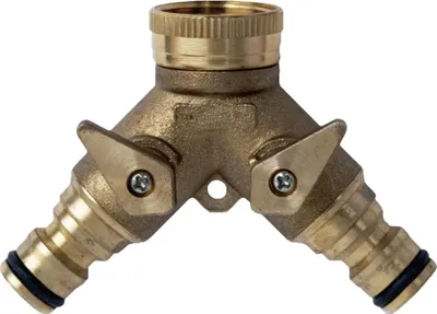 Produktbild von UPP Wasserverteiler 2 Wege für 1/2" + 3/4" Wasserhahnanschluss Wasserhahnstecker