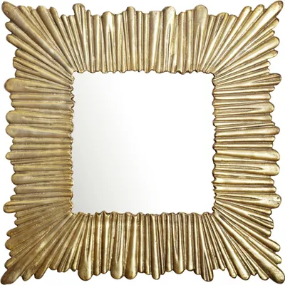 Produktbild von Wandspiegel 75x75 cm Metall Design Hängespiegel Gold, Aluminium Dekospiegel Quadratisch mit Rahmen, Spiegel Wand Groß, Flurspiegel Garderobenspiegel Modern