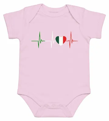 Produktbild von Italien Herzschlag EKG Herz mit Italien Flagge Liebe Fan Amore Fahne Baby Body, Pink, 12/18
