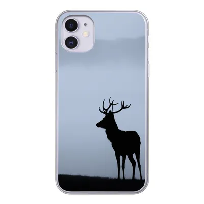 Produktbild von MuchoWow® Handyhülle Schutzhülle Hülle für iPhone 11 Hirsch - Nebel - Silhouette Silikon Softcase Handy Hülle - Handytasche