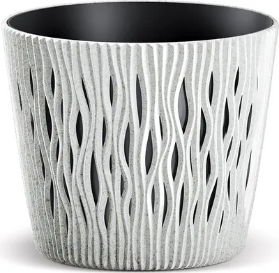 Image de Květináč SANDY ROUND ECO WOOD 12,8 cm - bílá ECO