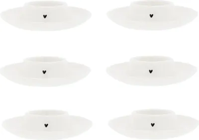 Produktbild von 6er Set Eierbecher HEART kleines Herz weiß schwarz 11cm Bastion Collections