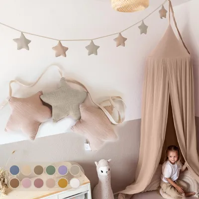 Produktbild von Handgemachte Wimpelkette für Kinderzimmer aus Musselin Baumwolle