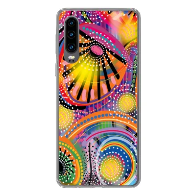 Produktbild von MuchoWow® Handyhülle Schutzhülle Hülle für Huawei P30 Formen - Kunst - Muster - Psychedelisch Silikon Softcase Handy Hülle - Kartenbesitzer