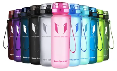 Produktbild von Super Sparrow Trinkflasche - Tritan Wasserflasche - 500ml - BPA-frei - Ideale Sportflasche - Sport, Wasser, Fahrrad, Fitness, Uni, Outdoor - Leicht, Nachhaltig