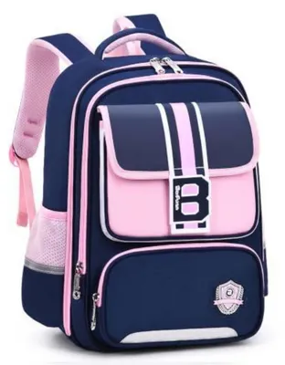 Produktbild von Schulrucksack Kinder Ergonomisch Marineblau-Rosa 30x17x41cm Wasserabweisend 6 Fächer