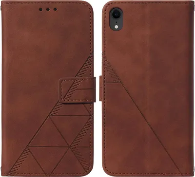 Produktbild von iPhone XR Hülle, Schlank Prägung Flip Leder Kartenfächer Schutzhülle mit Ständer für iPhone XR Braun