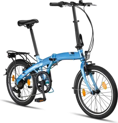 Produktbild von PACTO THREE Hochwertiges Klappfahrrad 27cm Aluminiumrahmen 20 Zoll Aluminiumräder 6 Speed Shimano Gänge Faltrad V-Bremsen Faltfahrrad Klapprad Blau