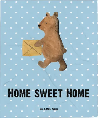 Produktbild von Mr. & Mrs. Panda Kuscheldecke Bär Zuhause - Blau Pastell - Geschenk, Plaid, Wohndecke, Bettdecke, Teddy, Decke, Tagesdecke