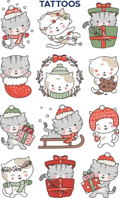 Image de ZDesign KIDS Tatouages de Noël "Chats" 1 feuille à 12 tatouages