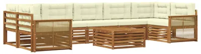 Image de vidaXL Ensemble de salon de jardin 8 pièces, couleurs naturelles et crème