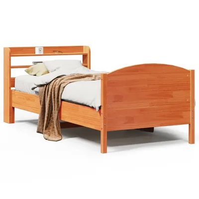 Produktbild von vidaXL Massivholzbett ohne Matratze Wachsbraun 100x200 Kiefernholz