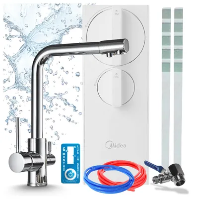 Produktbild von 3-Wege-Kuechenarmatur Ari Venom Ro5-Umkehrosmose-Wasserfiltersystem, Tanklos, 400 Gpd, Zweigriffarmatur, Perlator, Luftsprudler, Chrom, Messing