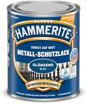 Produktbild von Hammerite Metallschutzlack Glänzend, 3in1 Rostschutzlack für Metall, Blau, 750 ml