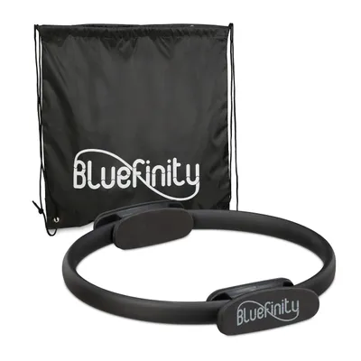 Produktbild von 2 x Pilates Ring mit Übungen, Doppelgriff, gepolstert, Widerstandsring Yoga, Fiberglas, Sportring, Ring Ø 37 cm, schwarz
