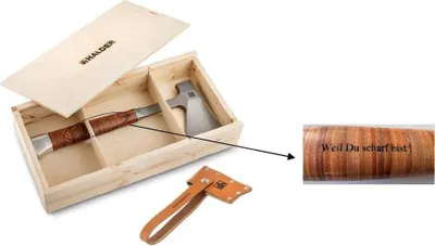 Produktbild von HALDER Handbeil Weil du scharf bist! in Geschenkbox Sonderedition