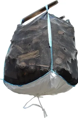 Obrázok produktu pre 5 kusov vreciek Woodbag Big Bag na drevo, rozmer 100x100x160 cm (bez obsahu), s hviezdičkovým dnom (otváracie dno), vyrobené zo sieťoviny z polypropylénu – veľké vrecká na drevo, stabilné a priepustné pre vzduch