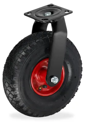 Zwenkwiel mit Luftreifen 3.00-4, 120 kg, schwarz/rot