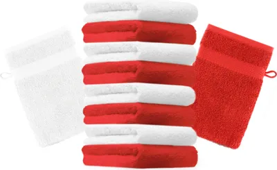 Zdjęcie produktu dla Betz 10 sztuk rękawiczek do mycia 16x21 cm PREMIUM 100% bawełna Kolor: czerwony i biały