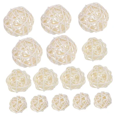 Image de Boules en rotin - Lot de 15 pour la décoration - 3-5 cm - Blanc