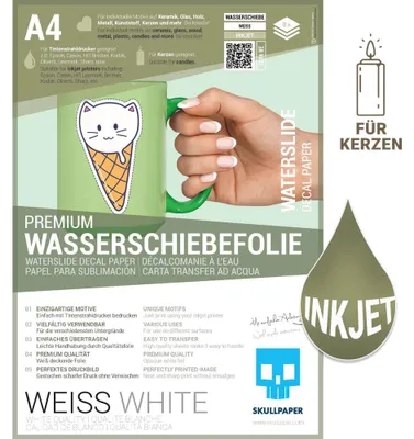 Produktbild von Skullpaper Transferfolie Inkjet A4 8 Blatt weiß für kreative Nachbildungation