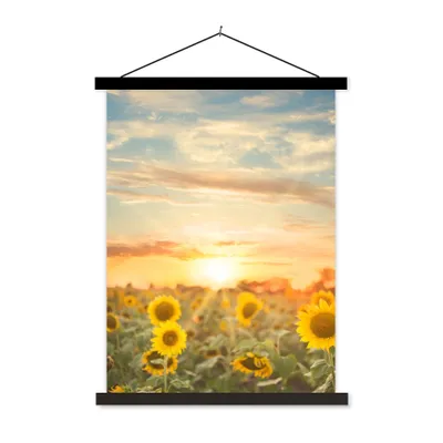 Produktbild von MuchoWow® Textilposter Sonnenblume - Sonne - Blumen 60x80 cm mit schwarzem Rahmen - Plakathalter