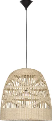 Image de Nova Luce Luminaire LED avec abat-jour en rotin Marlo - abat-jour en forme de cloche, Variante : Ø 460 mm, hauteur 2000 mm
