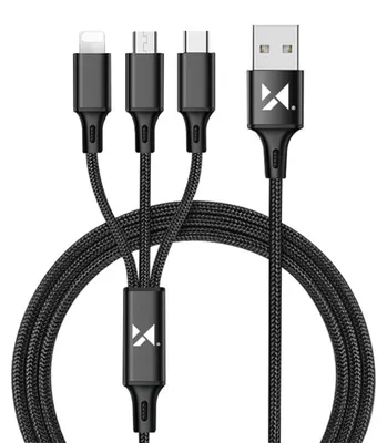 Obrázek produktu pro Wozinsky 3v1 USB kabel Ladekabel Typ C / Micro USB / Lightning kabel 2,8A 1,25 m