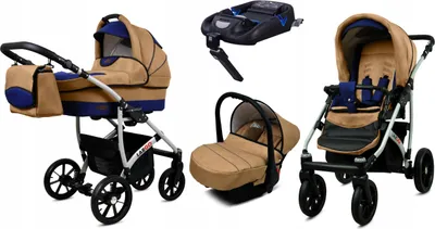 Obrázek produktu pro BabyLux® Largo | Kocárek 4v1 Set | Coffe Sailor Blue | Kombinovaný kocárek | Sada kocárku |