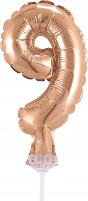 Image de Décoration de gâteau Mini ballon en plastique rose doré chiffre 9