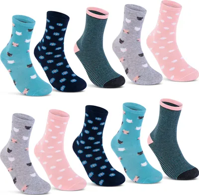 Produktbild von 10 Paar Kinder Socken Jungen & Mädchen Baumwolle Kindersocken 54377 - Farbmix 35-38