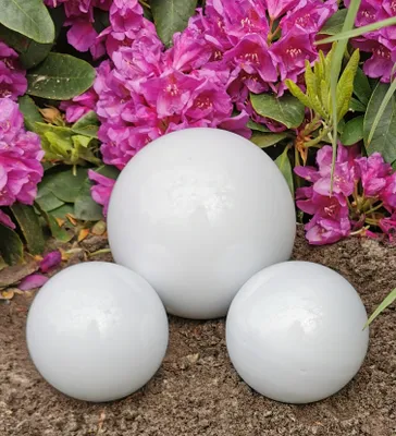 Produktbild von 3er Set Dekorationskugel 20-15-15 cm aus Edelstahl weiß poliert Dekokugel