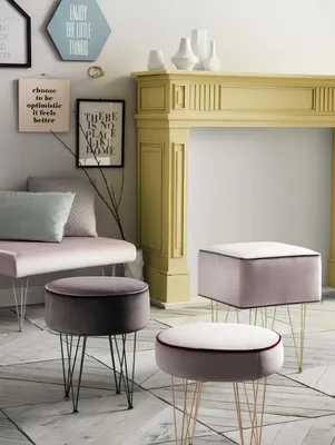Produktbild von Sitzhocker 3x Hocker Pouf Puff Sitzpouf Textil Stoff Fußhocker Ottomane Italien