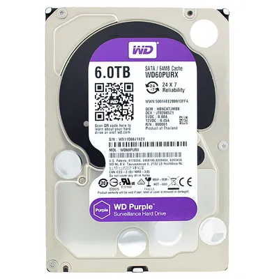 Image de Wd Purple 6TB WD60PURX SATA III 64MB 5400rpm 3.5'' CCTV PVR PC Vidéosurveillance