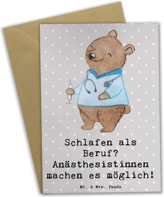 Produktbild von Mr. & Mrs. Panda babykarte Anästhesistin Freude - Grau Pastell - Geschenk, handgefertigte Geschenke, Anästhesieberuf, hochzeitskarten, glückwunschkarten, für Berufstätige