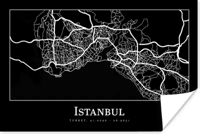 Produktbild von MuchoWow® Poster Stadtplan - Istanbul - Karte 180x120 cm - Fotoplakat