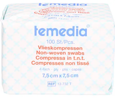 Produktbild von Vlieskompressen unsteril 4-fach 7,5x7,5cm, 100 St KOM