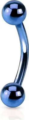 Produktbild von viva-adorno 1,2x10x3mm Piercing Banane Augenbrauenpiercing mit Kugeln Edelstahl verschiedenen Farben und Größen Z56, blau